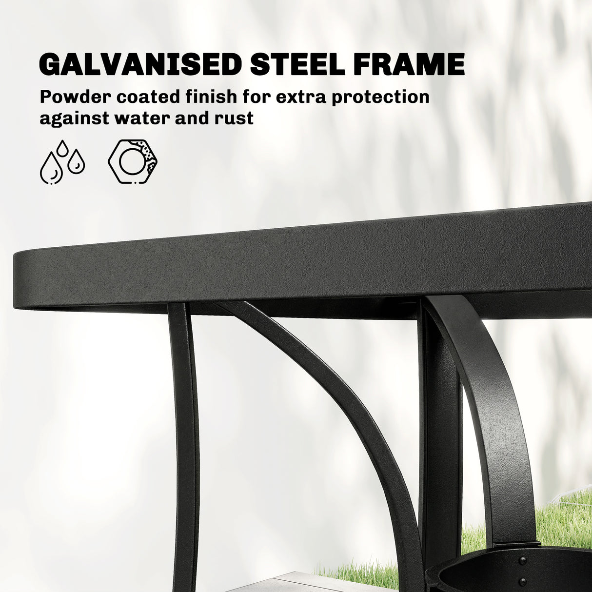 Metal Garden Dining Set With 4 Stackable Chairs and Rectangular Glass Top Table - Velmora