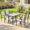 Metal Garden Dining Set With 4 Stackable Chairs and Rectangular Glass Top Table - Velmora