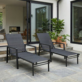 Metal Garden Sun Lounger With Retractable Footrest in Set of 2 - Velmora