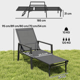 Metal Garden Sun Lounger With Retractable Footrest - Velmora