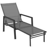 Metal Garden Sun Lounger With Retractable Footrest - Velmora