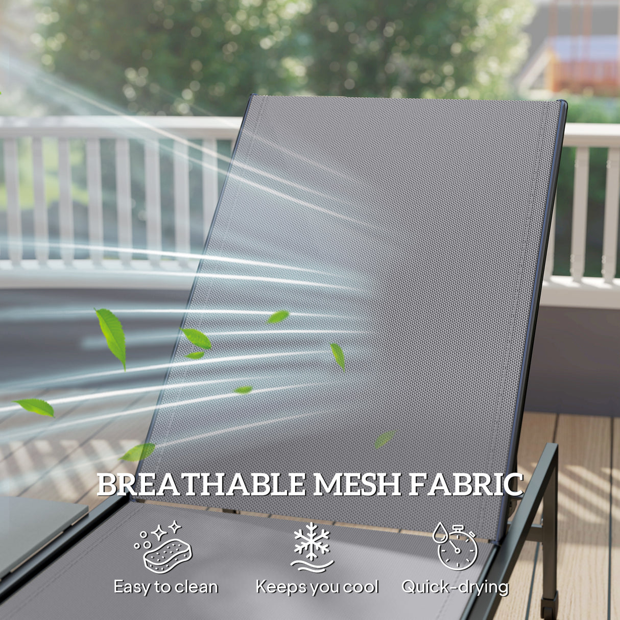 Metal Garden Sun Lounger in Set of 2 With Side Tray Table - Velmora