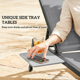Metal Garden Sun Lounger in Set of 2 With Side Tray Table - Velmora