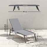 Metal Garden Sun Lounger in Set of 2 With Side Tray Table - Velmora