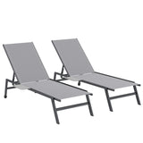 Metal Garden Sun Lounger in Set of 2 With Side Tray Table - Velmora