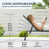 Metal Garden Sun Lounger in Set of 2 With Side Tray Table - Velmora