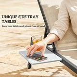 Metal Garden Sun Lounger in Set of 2 With Side Tray Table - Velmora