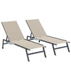 Metal Garden Sun Lounger in Set of 2 With Side Tray Table - Velmora