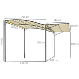 Metal Gazebo Canopy Sunshade With Extended Shelter 298cm Width x 250cm Depth - Velmora