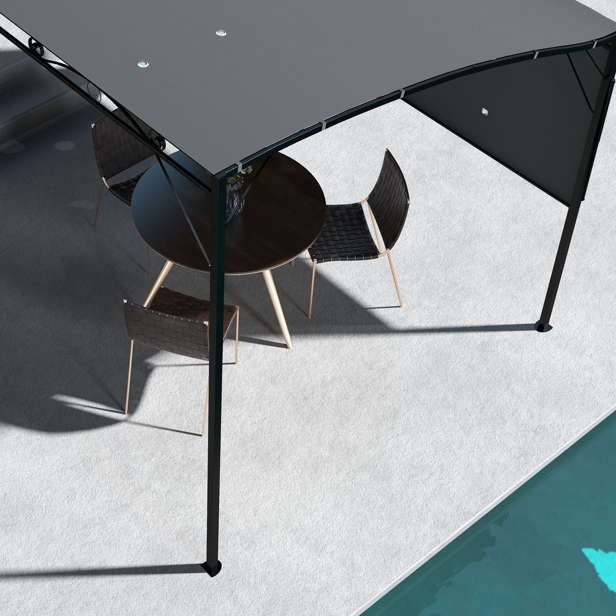 Metal Gazebo Canopy Sunshade With Extended Shelter 298cm Width x 250cm Depth - Velmora