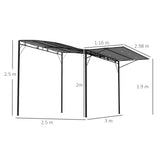 Metal Gazebo Canopy Sunshade With Extended Shelter 298cm Width x 250cm Depth - Velmora