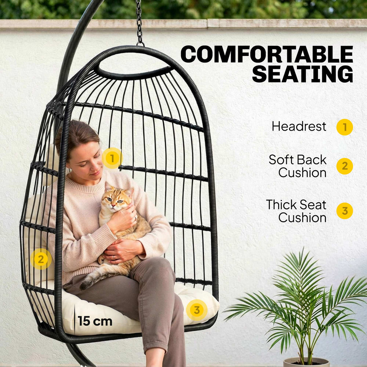 Metal Hammock Swing Chair With Stand And Safety Strap - Velmora