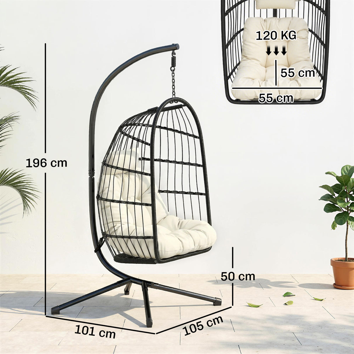 Metal Hammock Swing Chair With Stand And Safety Strap - Velmora