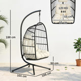 Metal Hammock Swing Chair With Stand And Safety Strap - Velmora
