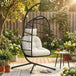 Metal Hammock Swing Chair With Stand And Safety Strap - Velmora