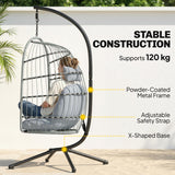 Metal Hammock Swing Chair With Stand And Safety Strap - Velmora
