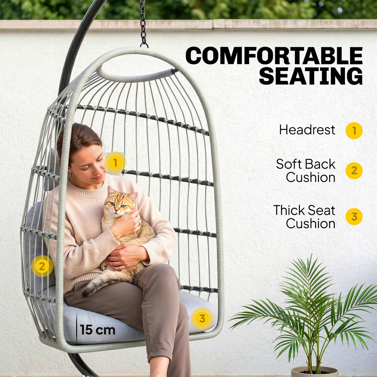 Metal Hammock Swing Chair With Stand And Safety Strap - Velmora