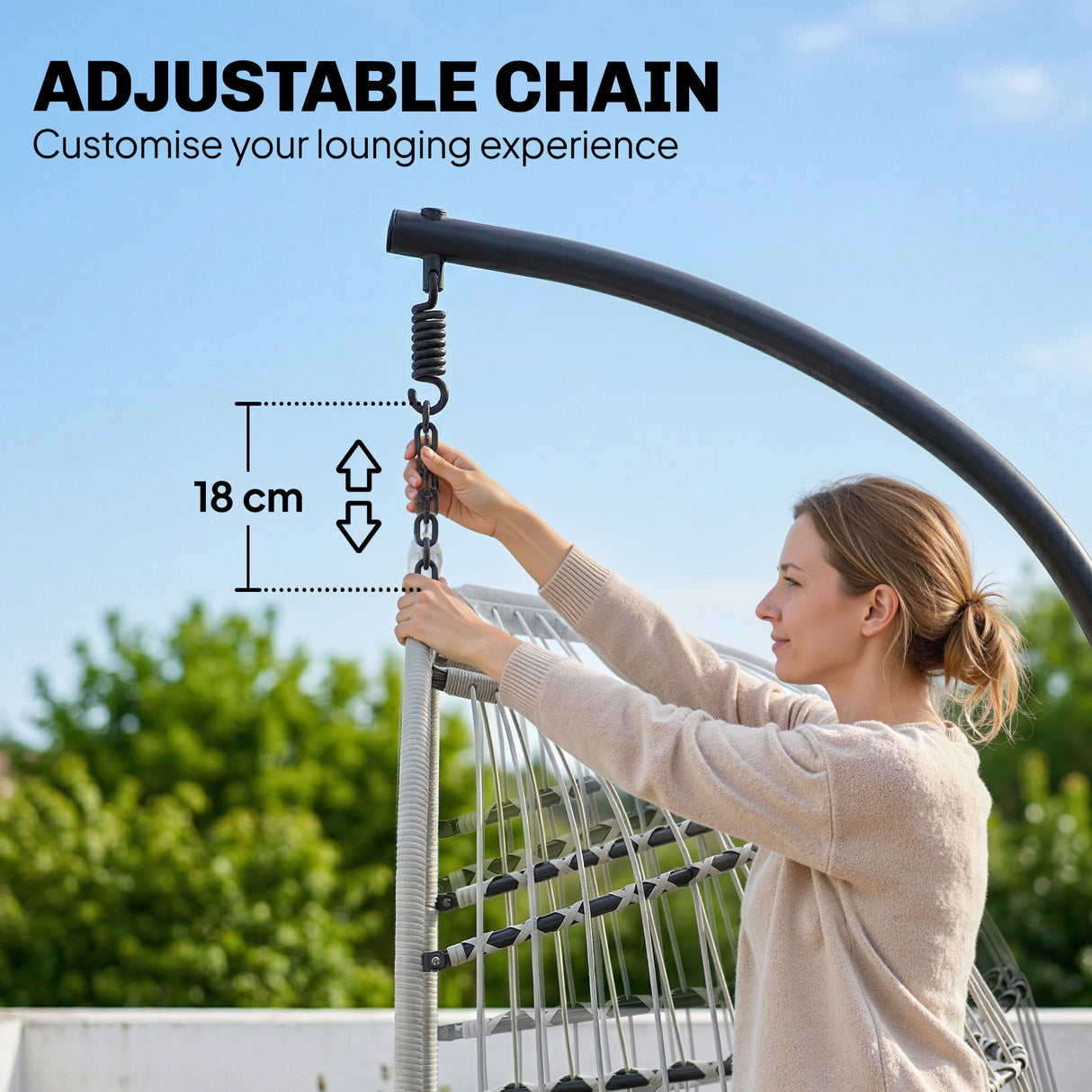 Metal Hammock Swing Chair With Stand And Safety Strap - Velmora