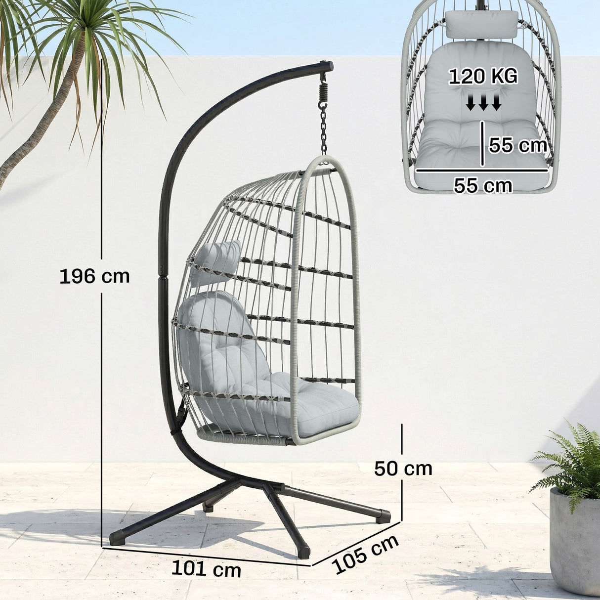 Metal Hammock Swing Chair With Stand And Safety Strap - Velmora