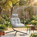Metal Hammock Swing Chair With Stand And Safety Strap - Velmora