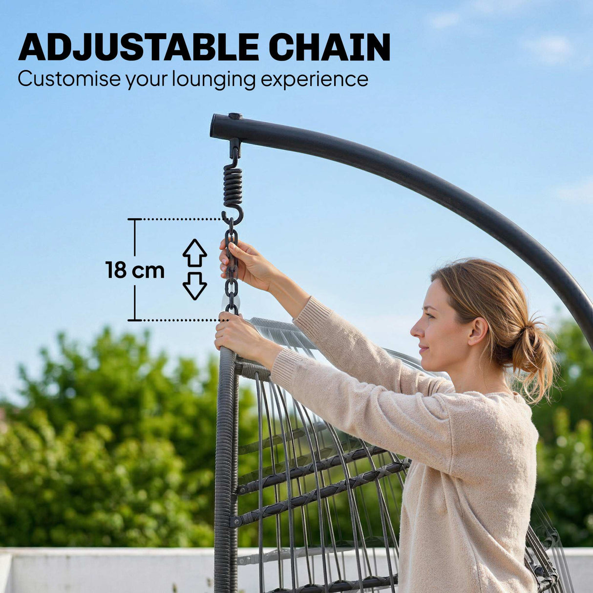 Metal Hammock Swing Chair With Stand And Safety Strap - Velmora