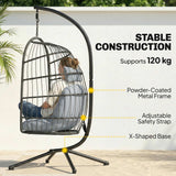Metal Hammock Swing Chair With Stand And Safety Strap - Velmora