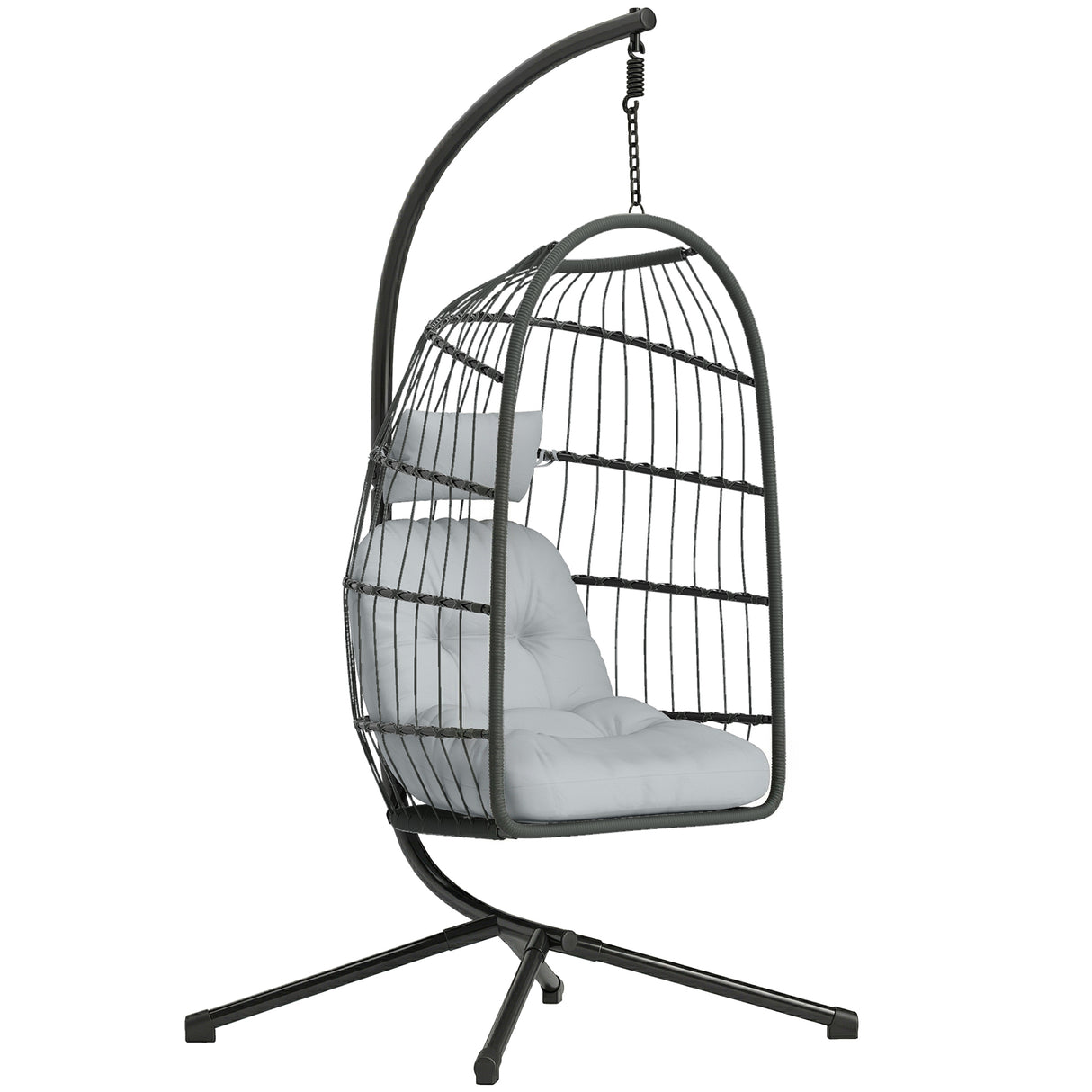 Metal Hammock Swing Chair With Stand And Safety Strap - Velmora