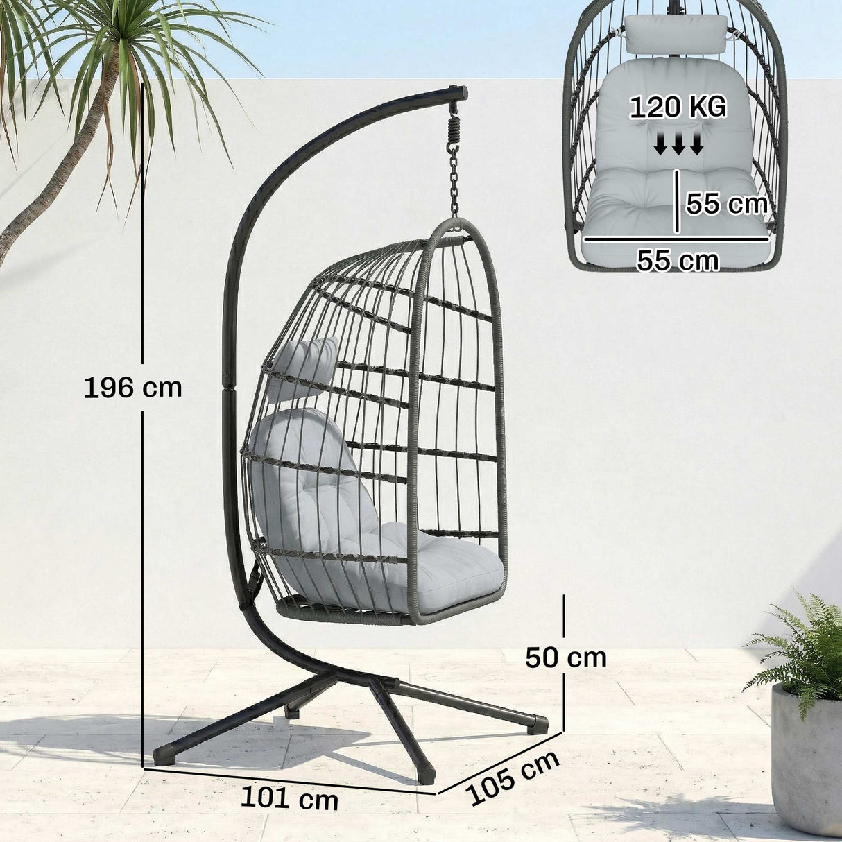 Metal Hammock Swing Chair With Stand And Safety Strap - Velmora