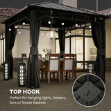 Metal Hardtop Gazebo 300cm Width x 300cm Depth With Curtains - Velmora