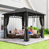 Metal Hardtop Gazebo 300cm Width x 300cm Depth With Curtains - Velmora