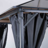 Metal Hardtop Gazebo 300cm Width x 300cm Depth With Netting And Curtains - Velmora