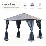 Metal Hardtop Gazebo 300cm Width x 300cm Depth With Netting And Curtains - Velmora