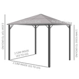 Metal Hardtop Gazebo 300cm Width x 300cm Depth With Netting And Curtains - Velmora