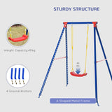Metal Kids Swing Set for Toddlers With Heavy Duty A-Frame Stand - Velmora
