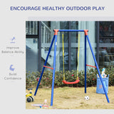 Metal Kids Swing Set for Toddlers With Heavy Duty A-Frame Stand - Velmora