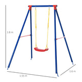 Metal Kids Swing Set for Toddlers With Heavy Duty A-Frame Stand - Velmora