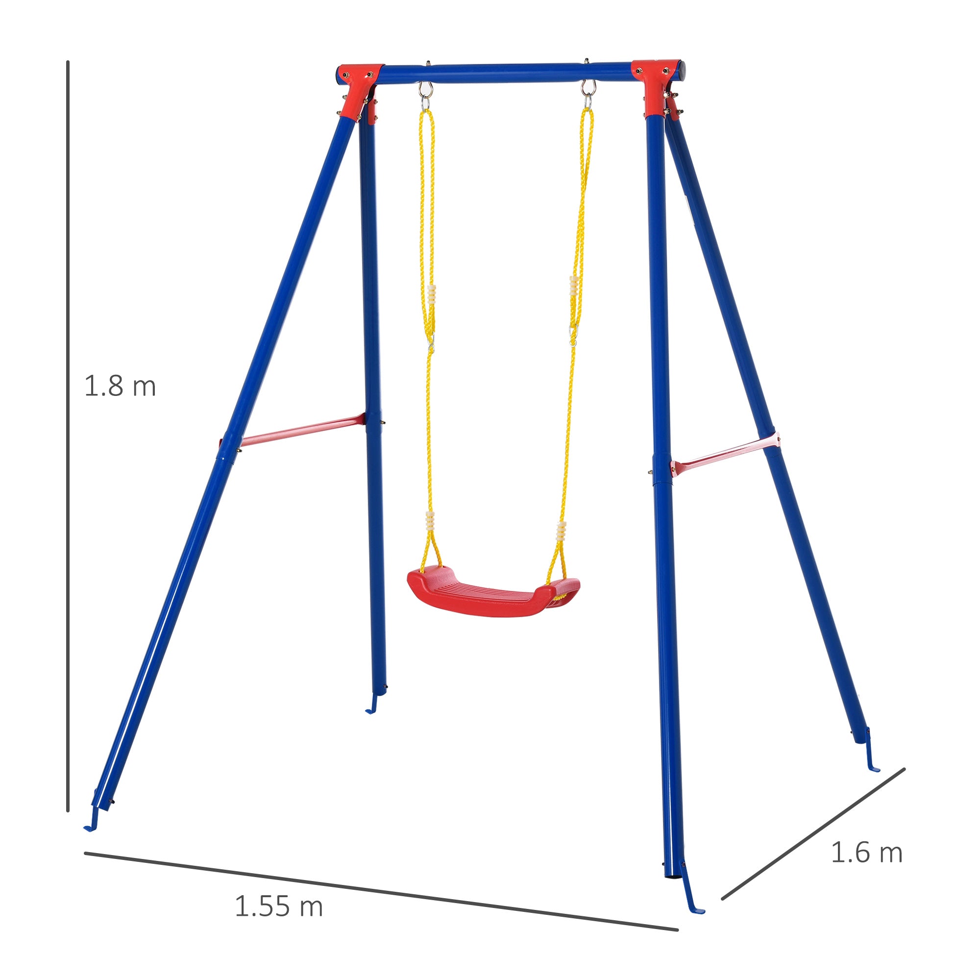 Metal Kids Swing Set for Toddlers With Heavy Duty A-Frame Stand - Velmora