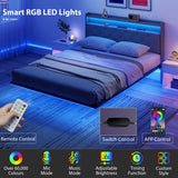 Metal King Size Bed 139cm Wide With Fabic Headboard And LED Lights - Velmora