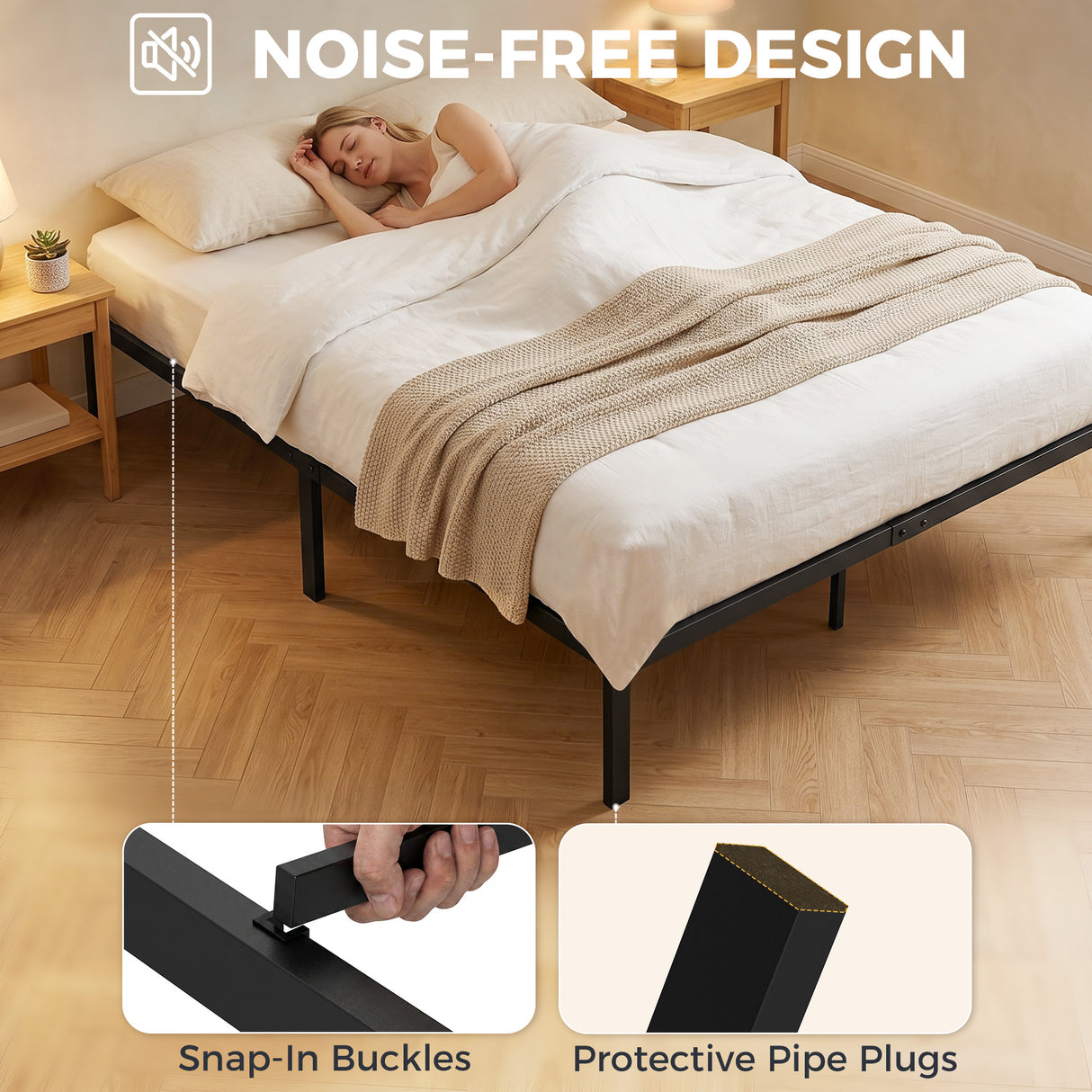 Metal King Size Bed 151cm Wide - Velmora