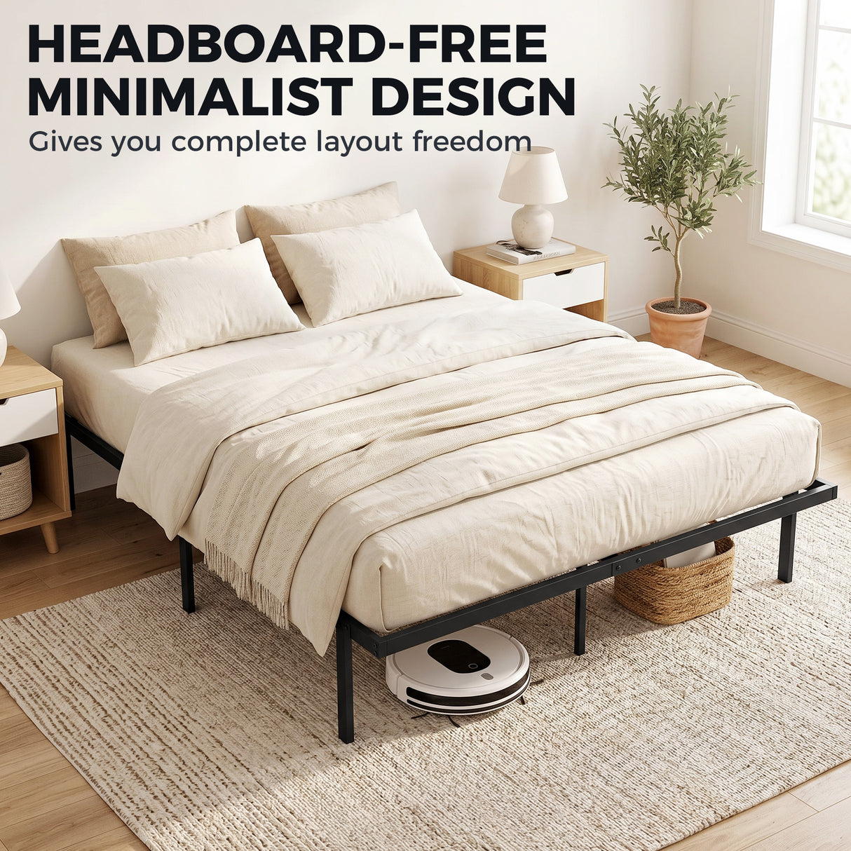 Metal King Size Bed 151cm Wide - Velmora