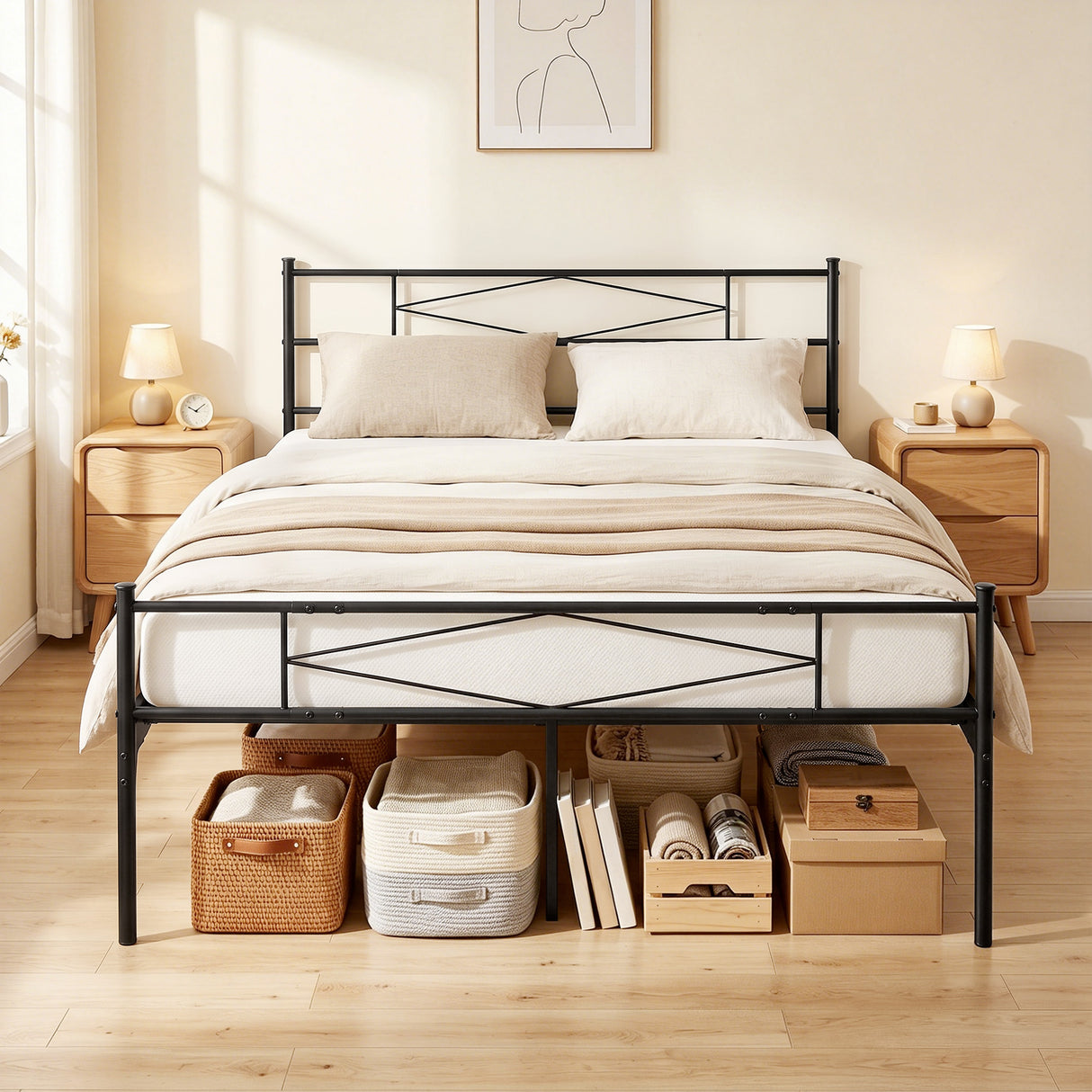 Metal King Size Bed 152.5cm Wide - Velmora