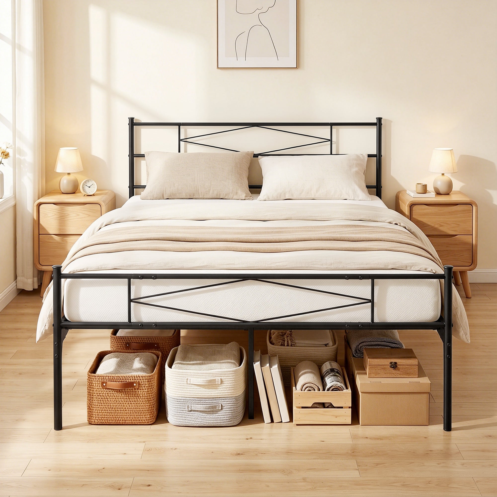 Metal King Size Bed 152.5cm Wide - Velmora