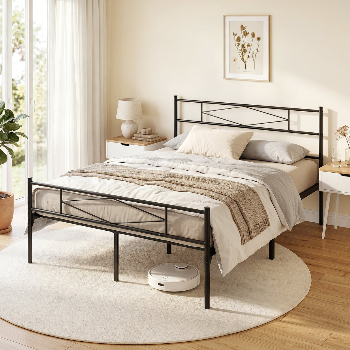 Metal King Size Bed 152.5cm Wide - Velmora