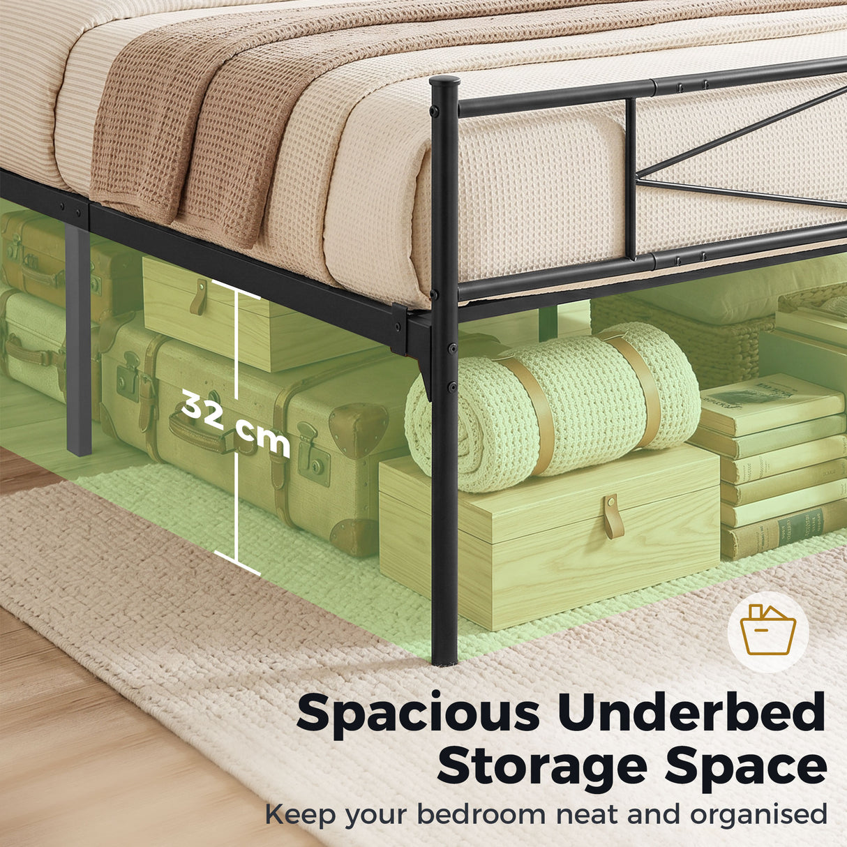 Metal King Size Bed 152.5cm Wide - Velmora