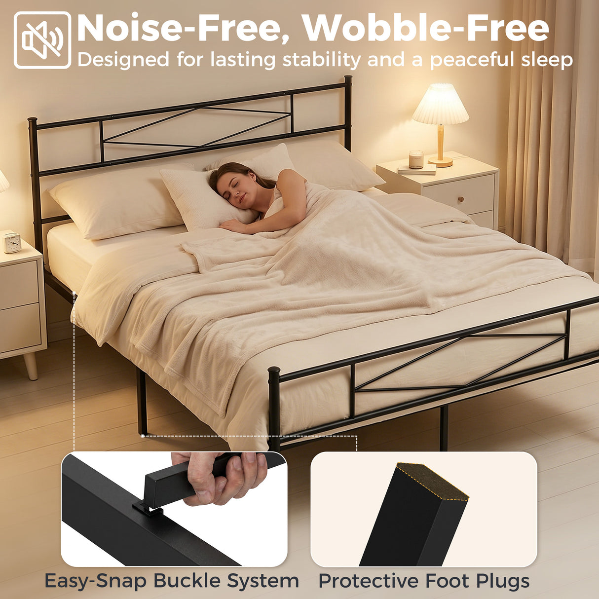 Metal King Size Bed 152.5cm Wide - Velmora