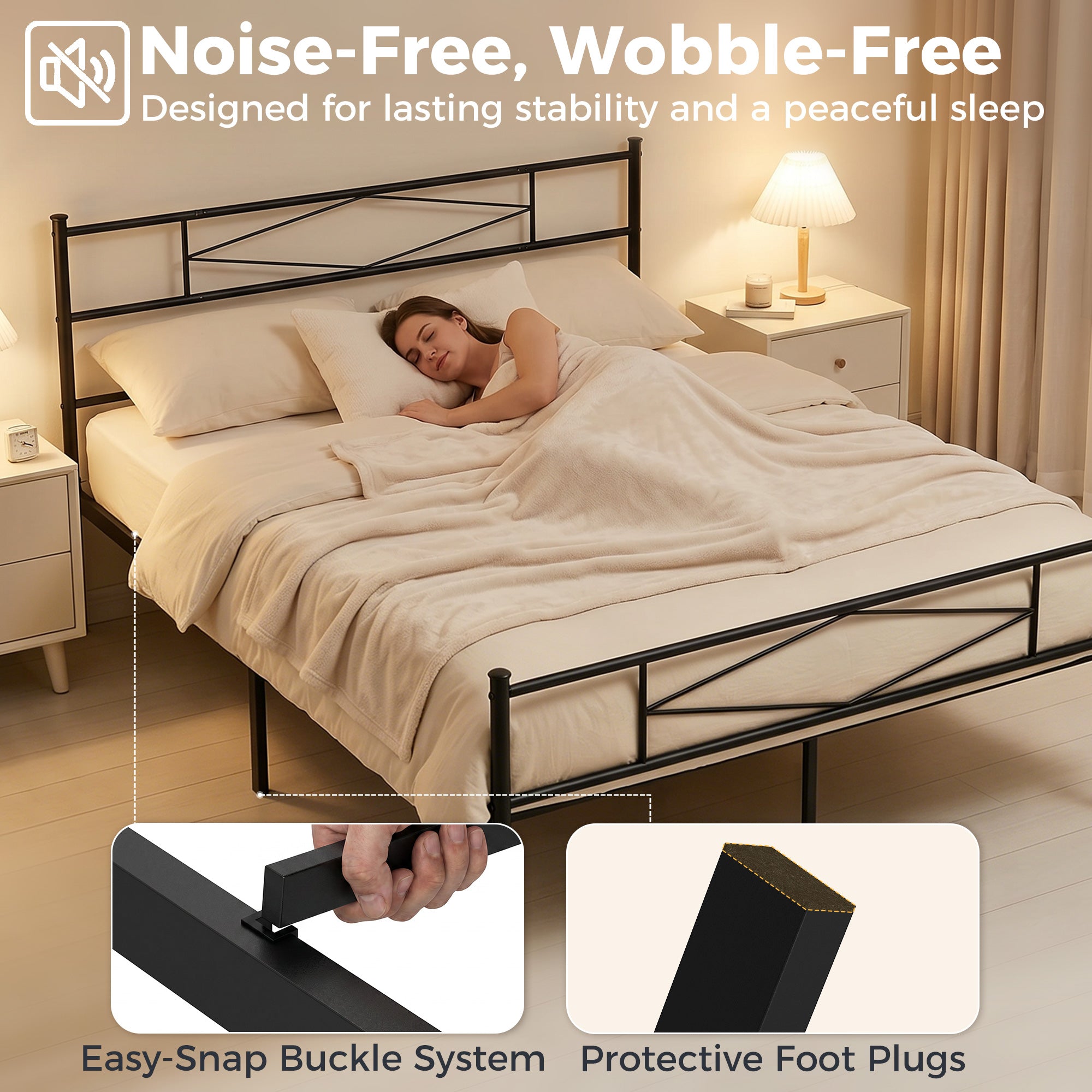 Metal King Size Bed 152.5cm Wide - Velmora