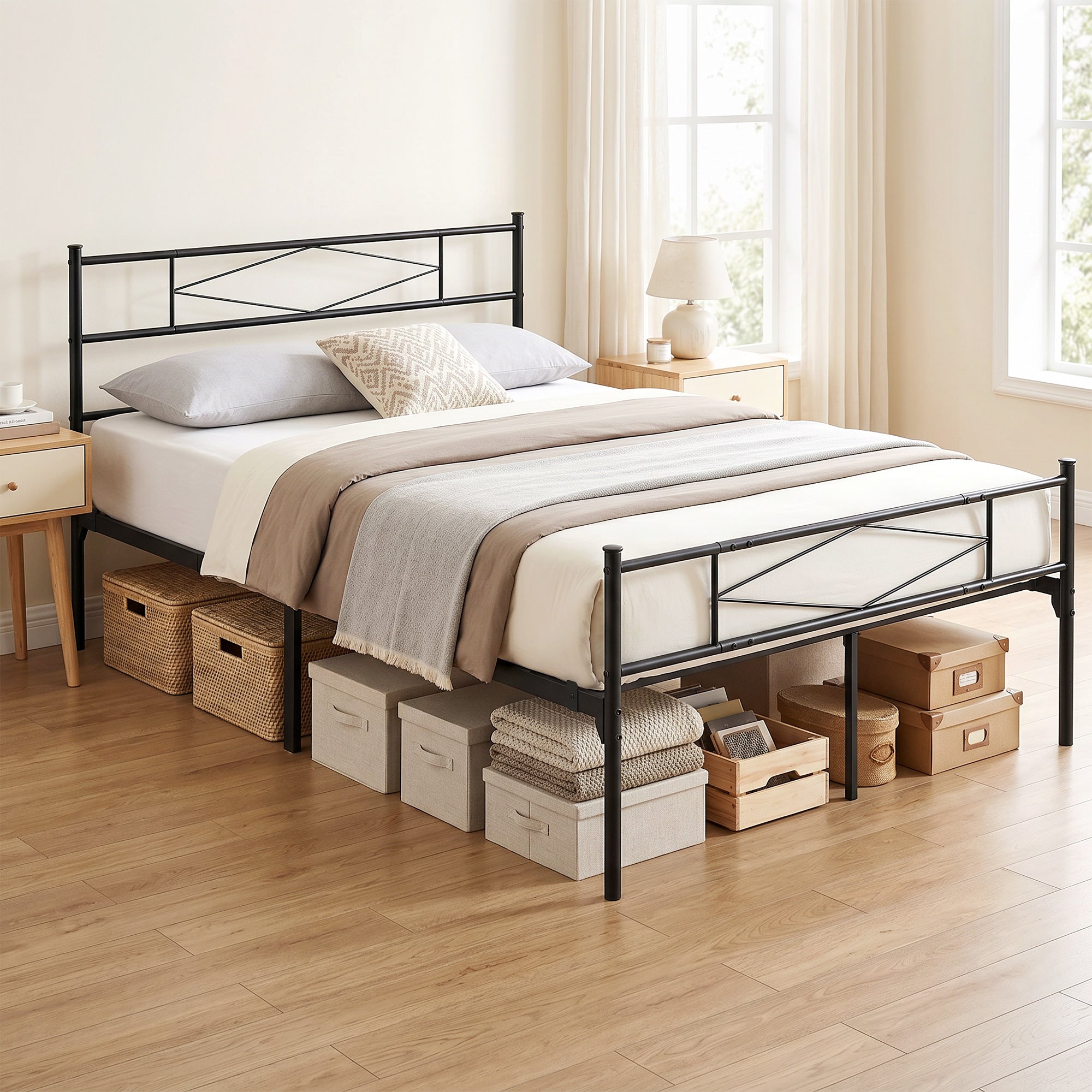 Metal King Size Bed 152.5cm Wide - Velmora