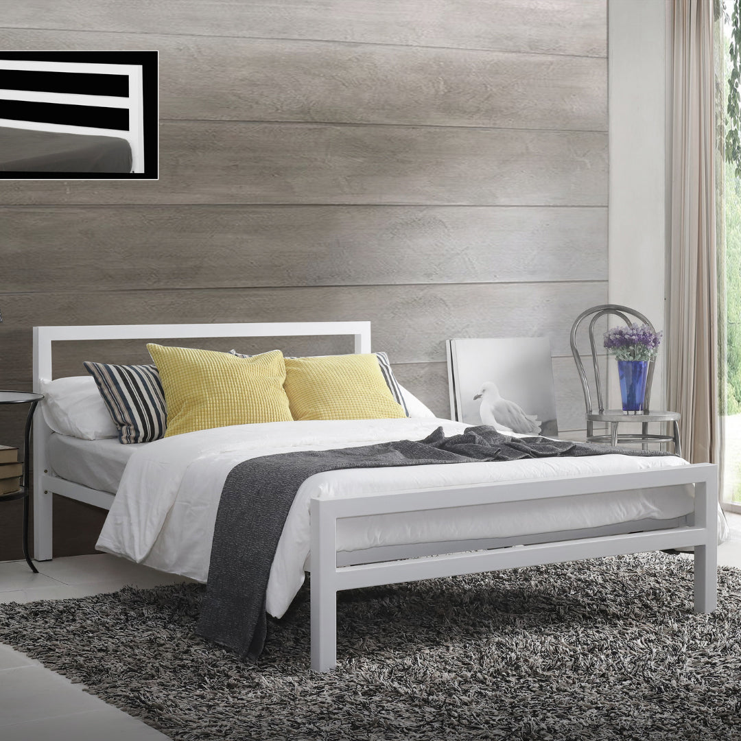 Metal King Size Bed With Sprung Slatted Base - City Block
