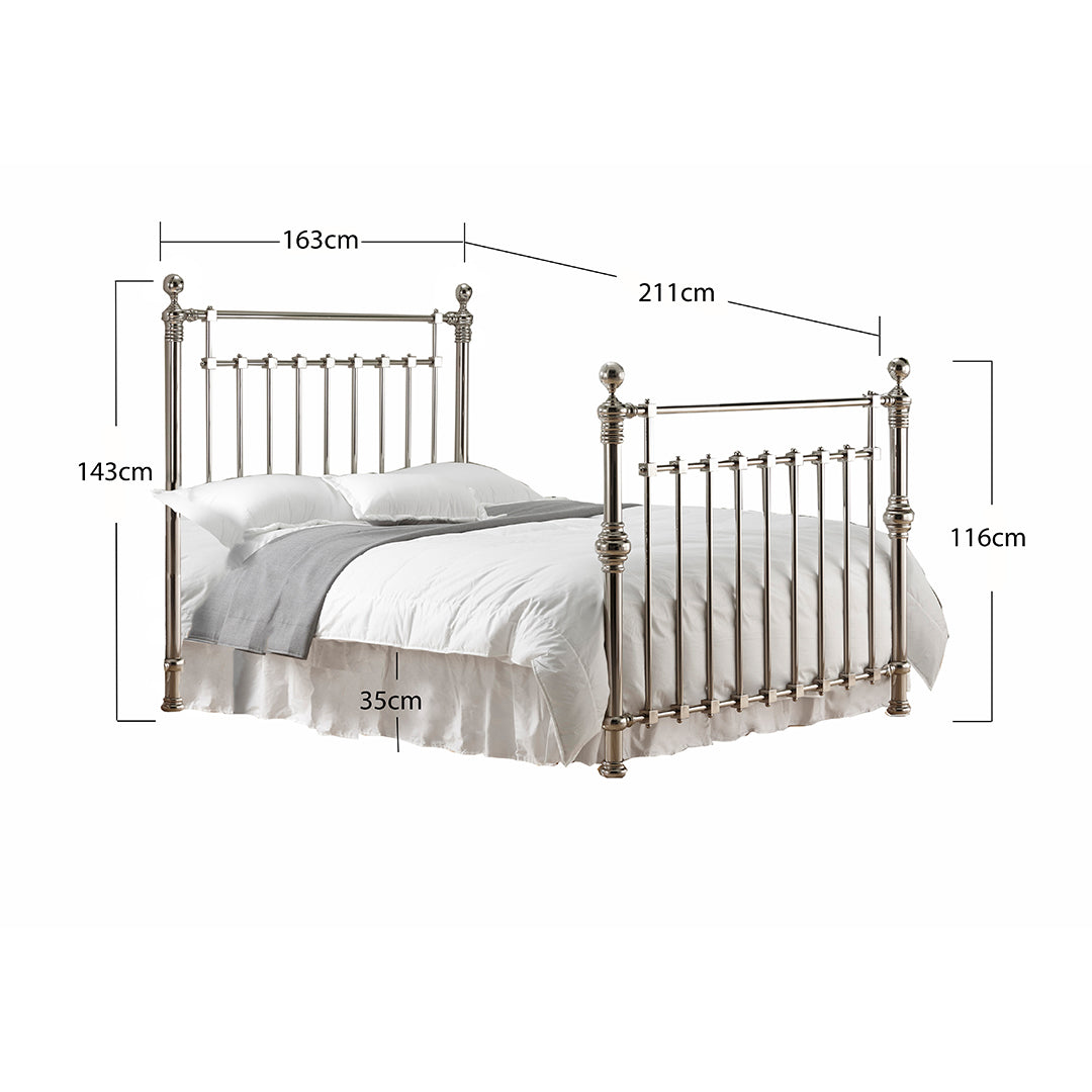 Metal King Size Bed With Sprung Slatted Base - Edward