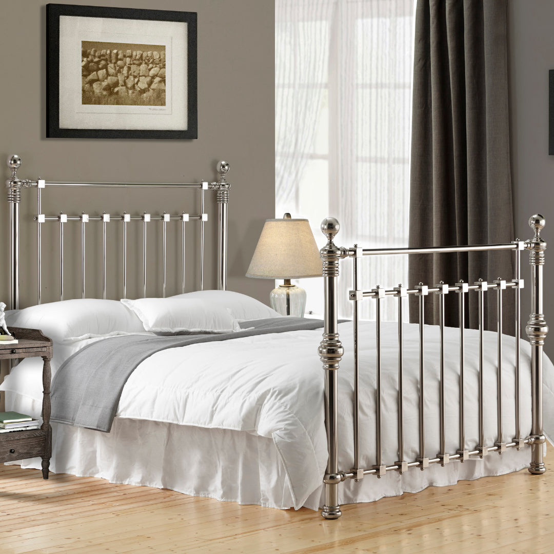 Metal King Size Bed With Sprung Slatted Base - Edward